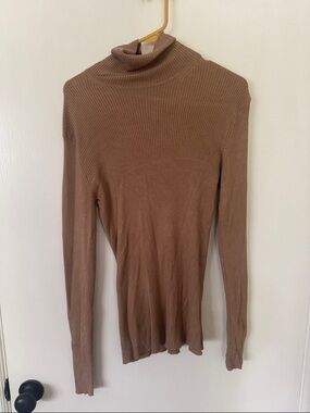 Express Ribbed Turtleneck Sweater - Brown
